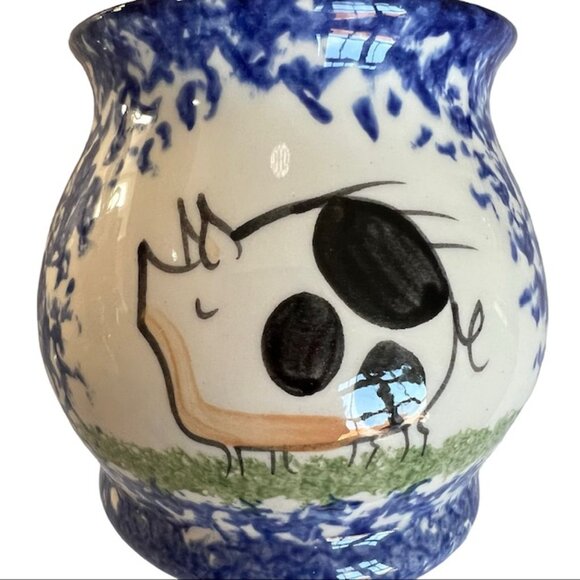 Molly Dallas Spatterware Pottery - Cream and Lidded Sugar Bowl Set - Signed - Picture 4 of 11